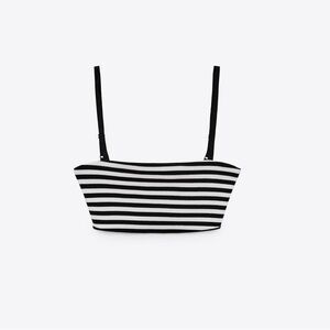 Zara Black and White Striped Crop Top